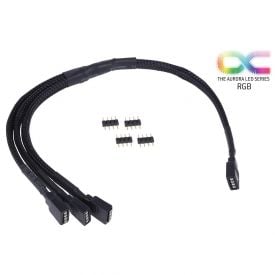 Alphacool Y-cable RGB 4pol to 3x 4pol with connector, 30cm, Black