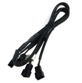 Phobya Y-Cable, 3-Pin to 4x 3-Pin, 60cm, Sleeved, Black