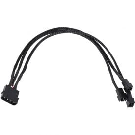 Phobya Adapter Cable, 4-Pin Molex to 3-Pin (5V/7V/9V), 30cm, Sleeved, Black