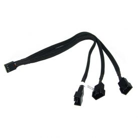 Phobya Y-Cable, 4-Pin (PWM) to 3x 4-Pin (PWM), 30cm, Sleeved, Black