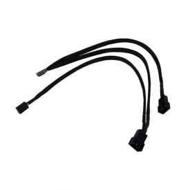 Phobya Y-Cable, 4-Pin (PWM) to 2x 4-Pin (PWM) and 1x 3-Pin, 30cm, Sleeved, Black