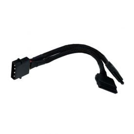 Phobya Y-Cable, 4-Pin Molex to 2x SATA Power, 15cm, Sleeved, Black