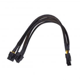 Phobya Y-Cable, 8-Pin to 2x 6+2Pin Plug,, 30cm, Sleeved, Black