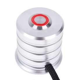 Alphacool Remote Push-button Switch, Chrome Housing, Red Ring LED