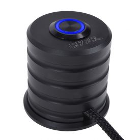 Alphacool Remote Push-button Switch, Deep Black Housing, Blue Ring LED