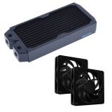 Alphacool NexXxos XT45 Full Copper Black Radiator (240mm) and Apex Stealth Metal Power Fans (3000 RPM) Bundle
