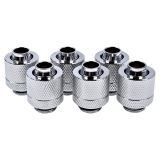 Alphacool Eiszapfen G1/4" to 10mm ID, 13mm OD Compression Fitting for Soft Tubing, Chrome, 6-pack