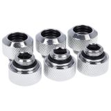 Alphacool Eiszapfen G1/4" HardTube Compression Fitting for Plexi (Acrylic) / Brass Hard Tubes, 13mm OD, Chrome, 6-pack