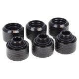 Alphacool Eiszapfen G1/4" HardTube Compression Fitting for Plexi (Acrylic) / Brass Hard Tubes, 16mm OD, Deep Black, 6-pack
