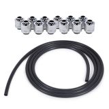 Alphacool Black EPDM Flexible Tubing (3 meter) and Eiszapfen G1/4" to 10mm ID, 13mm OD Compression Fittings Bundle