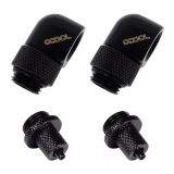 Alphacool ES 5/3mm Screw-on Nozzle G1/4" and 90 Degree Rotary Fitting Set, Deep Black, 2-pack