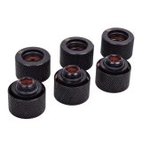 Alphacool HT 16mm G1/4" HardTube Compression Fitting, Deep Black, 6-pack