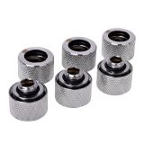 Alphacool HT 16mm G1/4" HardTube Compression Fitting, Chrome, 6-pack