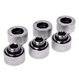 Alphacool HT 13mm G1/4" HardTube Compression Fitting, Chrome, 6-pack