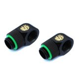 Bitspower G1/4" Male to Female Extender Fitting, 90 Degree Rotary, Matte Black, 2-pack