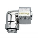 Koolance Rotary Elbow Compression Fitting for 10mm x 13mm (3/8in x 1/2in), Nickel