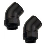 Koolance Swiveling 45 Degree Elbow Fitting, Black, 2-pack