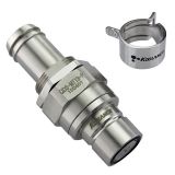 Koolance QD3 Male Quick Disconnect No-Spill Coupling, Panel Barb for ID 13mm (1/2in), Nickel