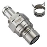 Koolance QD3 Male Quick Disconnect No-Spill Coupling, Panel Barb for ID 10mm (3/8in), Nickel