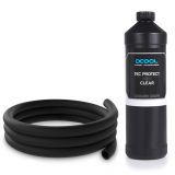 Alphacool EPDM 3/8" ID, 1/2" OD Flexible Black Tubing (3 meter) and Tec Protect 2 Clear Coolant (1000mL) Bundle