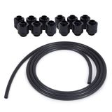 Alphacool Black EPDM Flexible Tubing (3 meter) and Eiszapfen G1/4" to 10mm ID, 13mm OD Compression Fittings Bundle