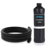 Alphacool EPDM 3/8" ID, 5/8" OD Flexible Black Tubing (3 meter) and Tec Protect 2 Clear Coolant (1000mL) Bundle