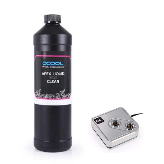 Alphacool Core 1 Aurora CPU Water Block and Apex Liquid ECO Clear Coolant (1000mL) Bundle