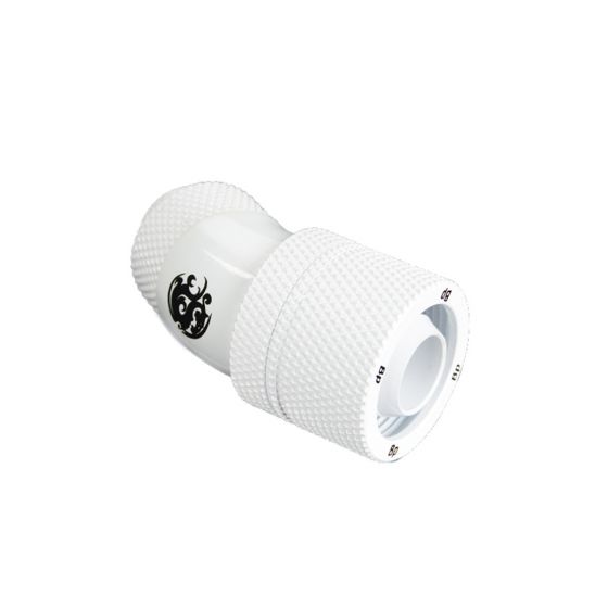 Bitspower CC3 Ultimate G1/4" Dual Rotary Compression Fitting for 9.5mm ID / 16mm OD Soft Tubing, 30 Degree Angle