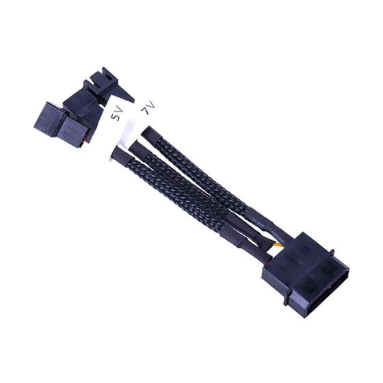 phobya-adaptor-cable-4-pin-molex-to-3-pin-5v7v12v-3x-sockets-10cm-sleeved-black-0430ph014901on