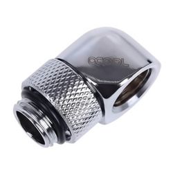 Alphacool HF G1/4" Male to Female Fitting, 90 Degree Rotary, Chrome