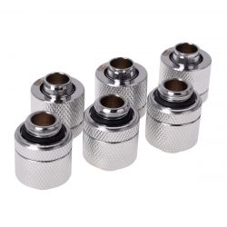 Alphacool HF 13/10 G1/4 Compression Fitting, Chrome, 6-pack