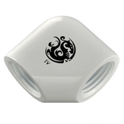 Bitspower G1/4" Female to Female Extender Fitting, 90 Degree Angle, Deluxe White