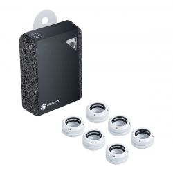 Bitspower G1/4" to Enhance Multi-Link Fitting for 16mm OD Rigid Tubing, Deluxe White, 6-pack