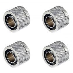 Bitspower G1/4" to 1/2" ID, OD 3/4" OD Compression Fitting for Soft Tubing, CC5 Ultimate, Silver Shining, 4-pack