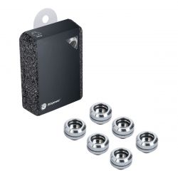 Bitspower G1/4" to Enhance Multi-Link Fitting for 14mm OD Rigid Tubing, Silver Shining, 6-pack