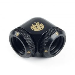 Bitspower Dual Enhance Multi-Link Adapter Fitting for 14mm OD Rigid Tubing, 90 Degree Angle, Matte Black