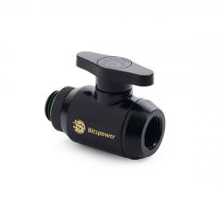 Bitspower Mini Valve with Rotary G1/4" Extender and Inner G1/4" port, Matte Black