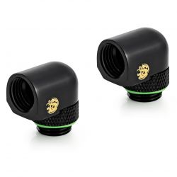 Bitspower G1/4" Rotary 90 Degree Extender Fitting, Matte Black, 2-pack