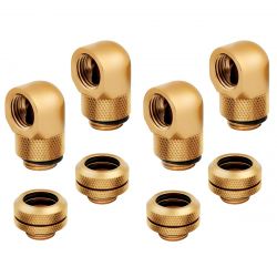 Corsair Hydro X Series XF Hardline Fitting (14mm OD) and 90 Degree Rotary Adapter Set, Gold, 4-pack