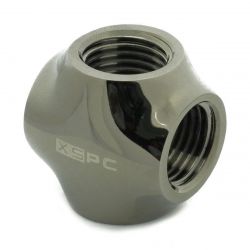 XSPC G1/4" 4 Way Fitting, Black Chrome