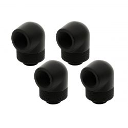 XSPC G1/4" 90 Degree Rotary Fitting V2, Matte Black, 4-pack