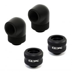 XSPC G1/4" to 10mm ID, 14mm OD Rigid Tubing Fitting and 90 Degree Rotary Fitting Bundle, Matte Black
