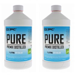 XSPC PURE Premix Distilled PC Coolant, 1 Liter, UV Blue, 2-pack