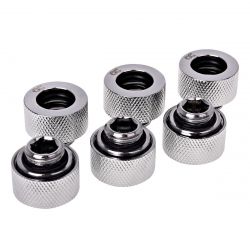 Alphacool HT 13mm G1/4" HardTube Compression Fitting, Chrome, 6-pack