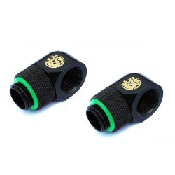 Bitspower G1/4" Male to Female Extender Fitting, 90 Degree Rotary, Matte Black, 2-pack