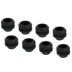 Corsair Hydro X Series XF Hardline Fitting, 12mm OD, Black, 8-pack