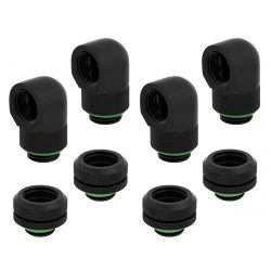 Corsair Hydro X Series XF Hardline Fitting (14mm OD) and 90 Degree Rotary Adapter Set, Black, 4-pack