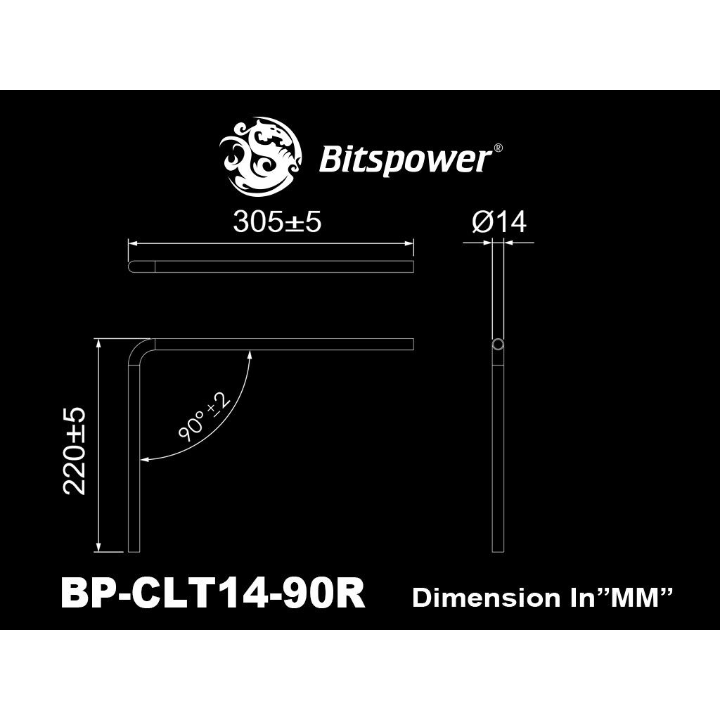 Bitspower Pre-bent 90-Degree Acrylic Hard Tube, 14mm OD