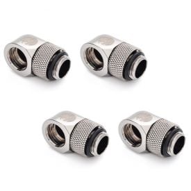 Bitspower G1/4" Male to Female Extender Fitting, 90 Degree Rotary, Black Sparkle, 4-pack
