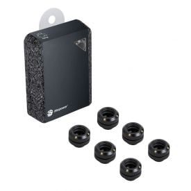 Bitspower G1/4" to Enhance Multi-Link Fitting for 12mm OD Rigid Tubing, Matte Black, 6-pack